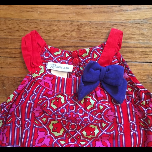 Bonnie Jean Red and Blue Summer Dress- 4T - Picture 4 of 6